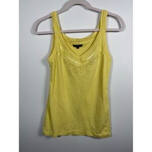 LADY HATHAWAY | Vintage Y2K 00s Yellow Beaded Tank Top Size L